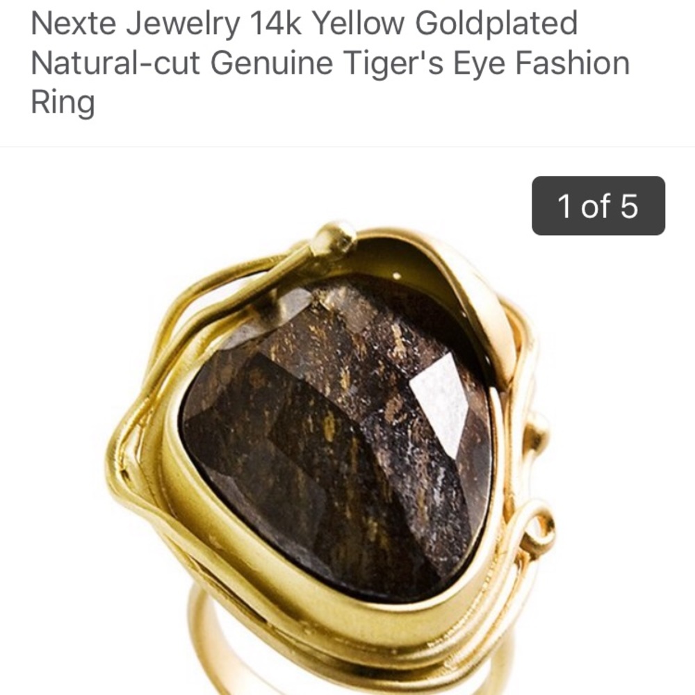 14k gold plated genuine Tiger’s Eye fashion ring - Picture 4 of 4